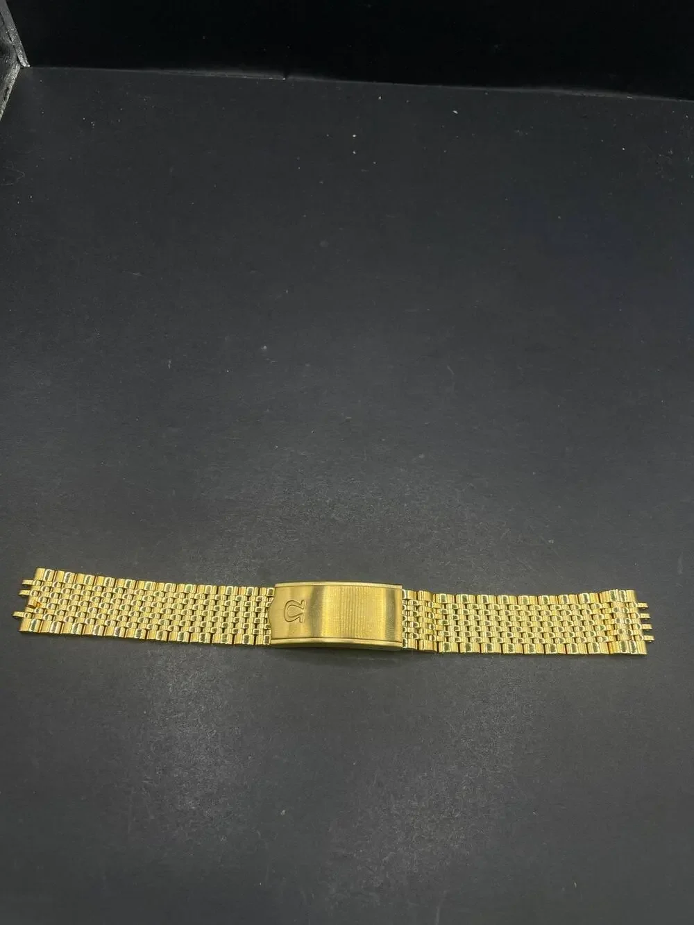 Omega 18mm Beads of Rice Watch Bracelet Band Gold Tone Stainless Steel Clasp